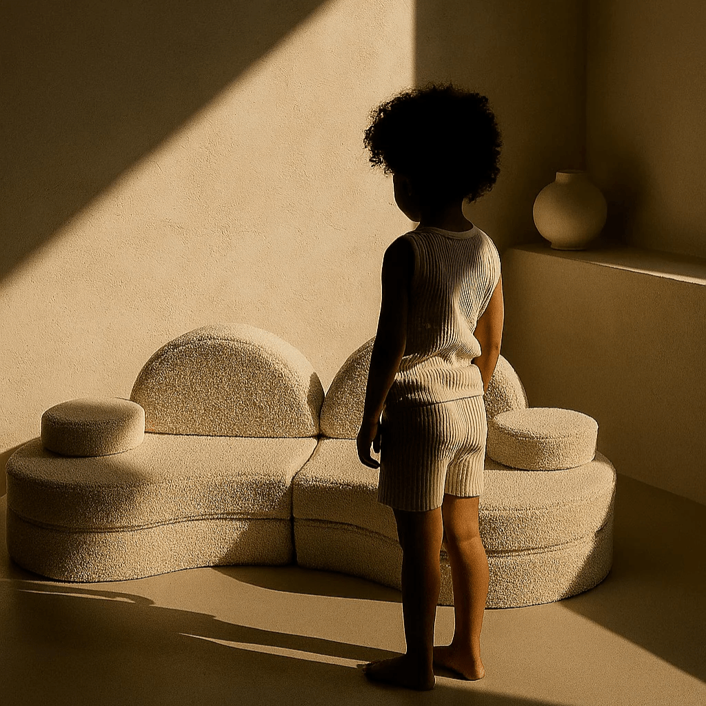 Canapé Modulable Enfant 6 Éléments "Coccolo" - Tissu Doux Dirty White en | Decoração Tinitto – Fabrication européenne