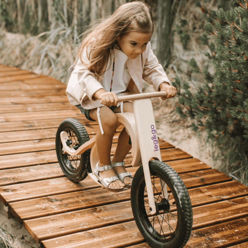 Bicicleta sem pedais evolutiva 3 em 1 em madeira leg&go – Bicicleta infantil leve e resistente em | Motricidade Tinitto – Fabricação europeia