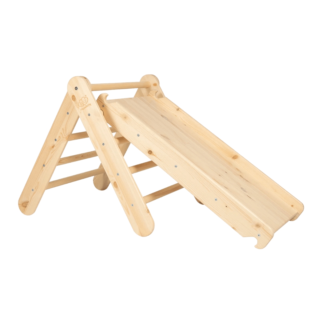 Pikler Ladder with Slide - Climbing Wall - Natural Wood | Motricidade Tinitto – Made in Europe
