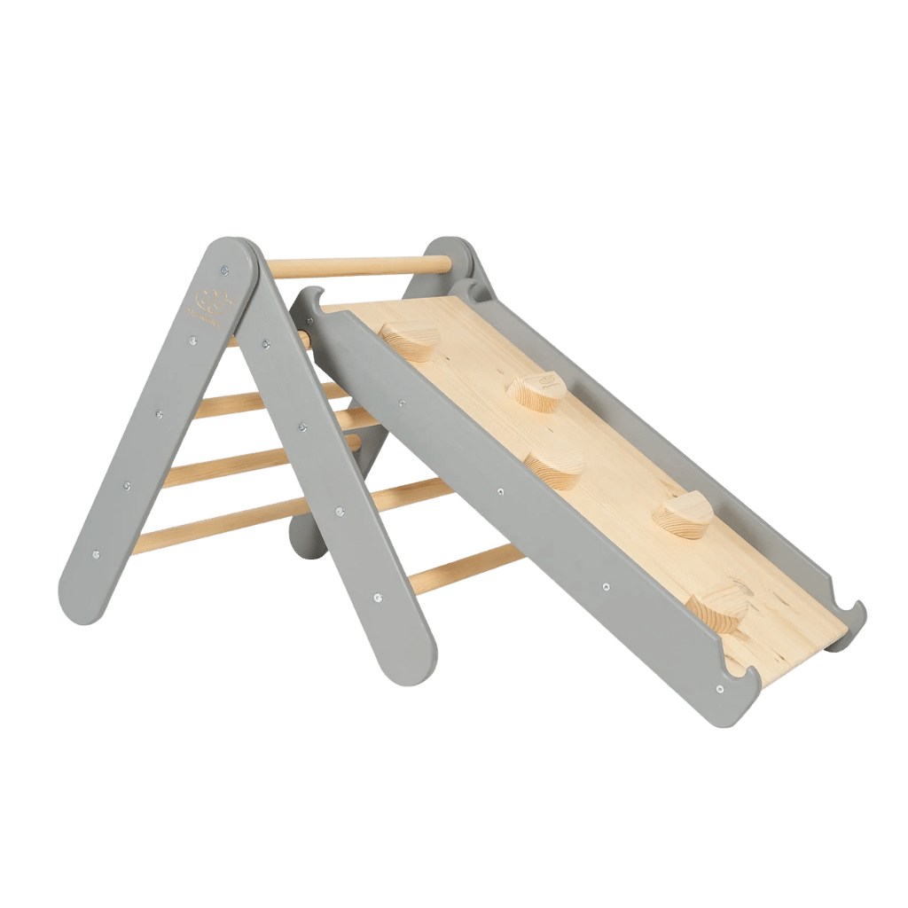 Scala Pikler con scivolo - Parete da arrampicata - Grigio | Motricidade Tinitto – Prodotto in Europa