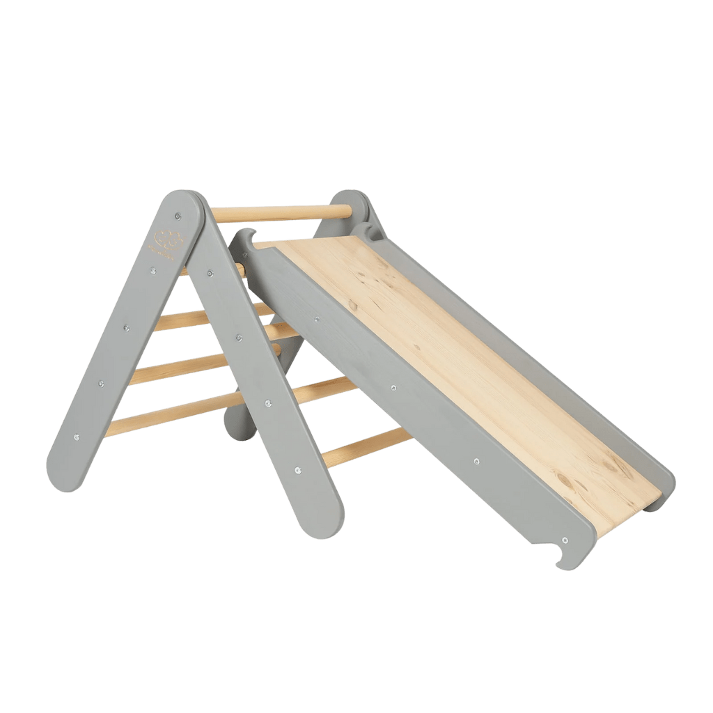 Scala Pikler con scivolo - Parete da arrampicata - Grigio | Motricidade Tinitto – Prodotto in Europa