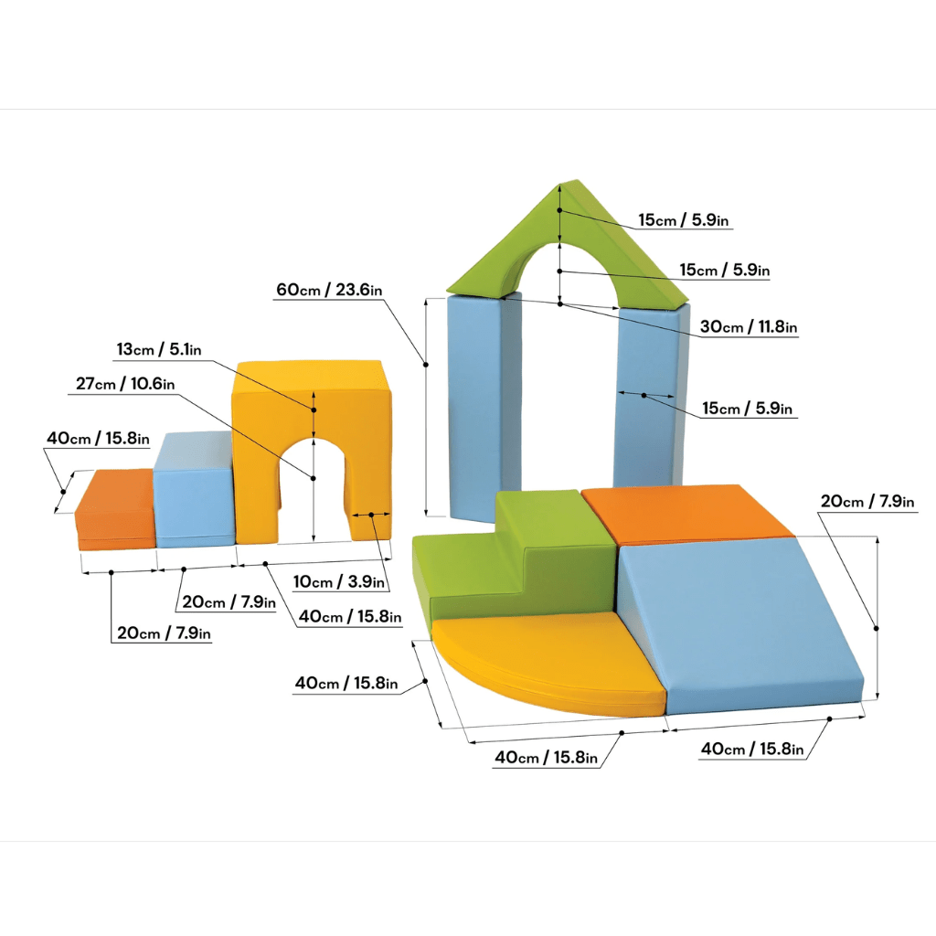 Ensemble de 10 Blocs de Mousse Soft Play - Multicolor en | Motricidade Tinitto – Fabrication européenne