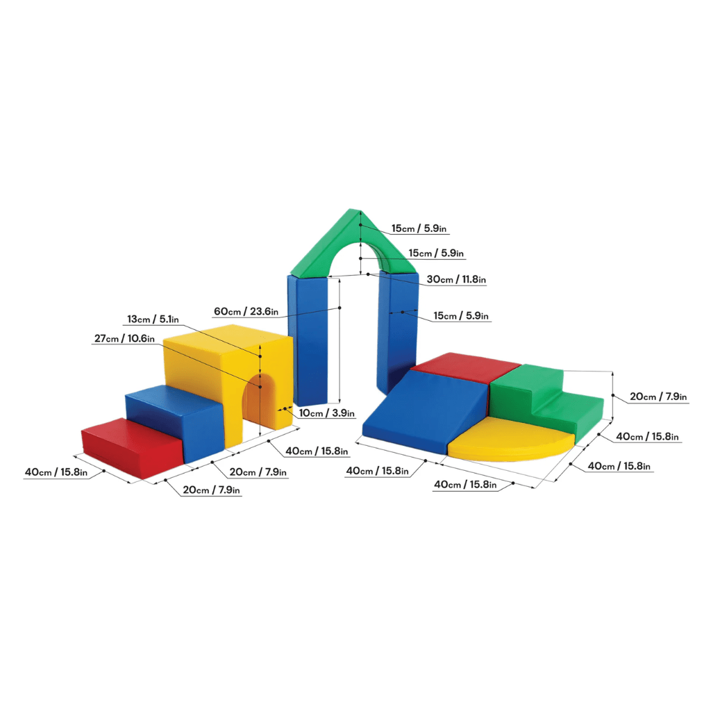 Ensemble de 10 Blocs de Mousse Soft Play - Raibow en | Motricidade Tinitto – Fabrication européenne