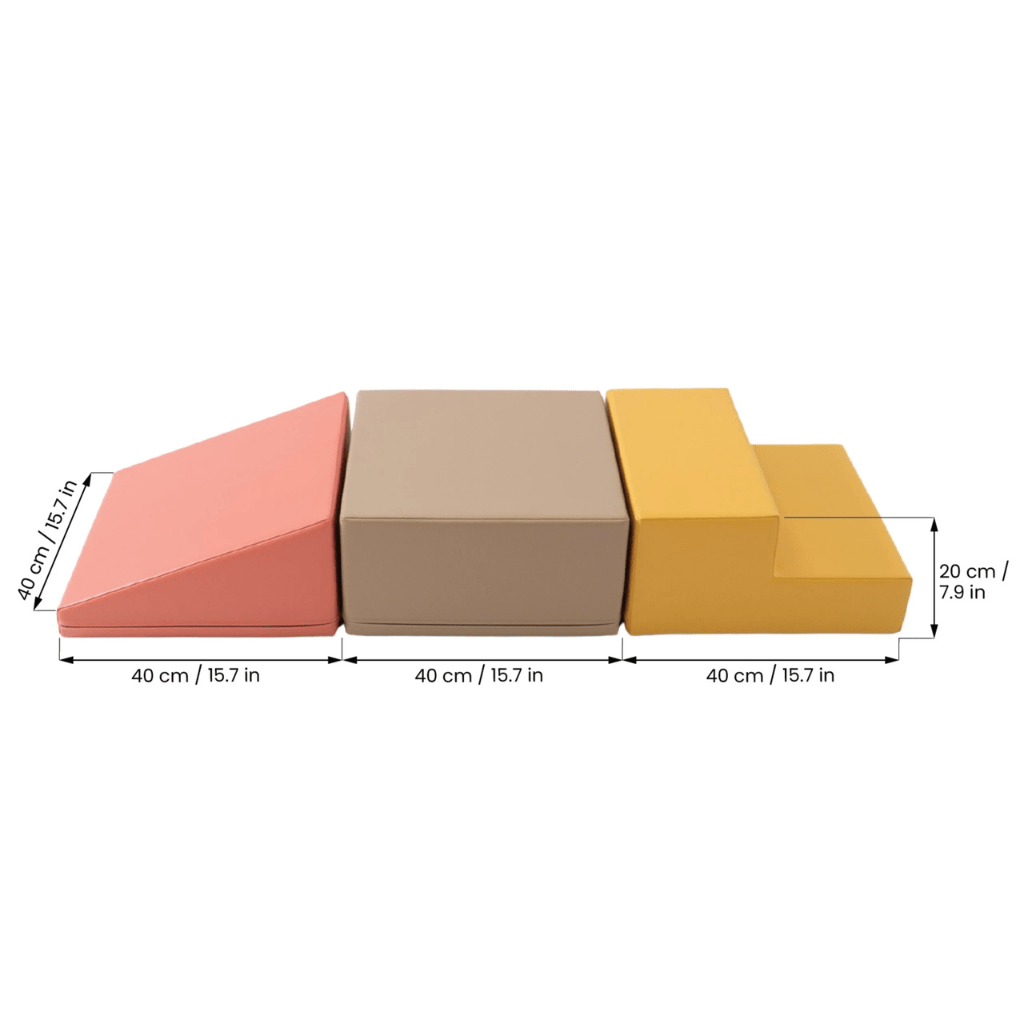 Ensemble de 3 Blocs de Mousse Soft Play - Pastel Pink en | Motricidade Tinitto – Fabrication européenne