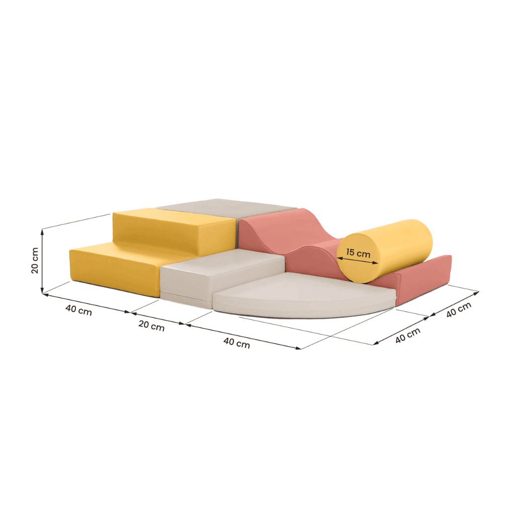 Ensemble de 6 blocs de mousse Soft Play - Pastel Pink en | Motricidade Tinitto – Fabrication européenne