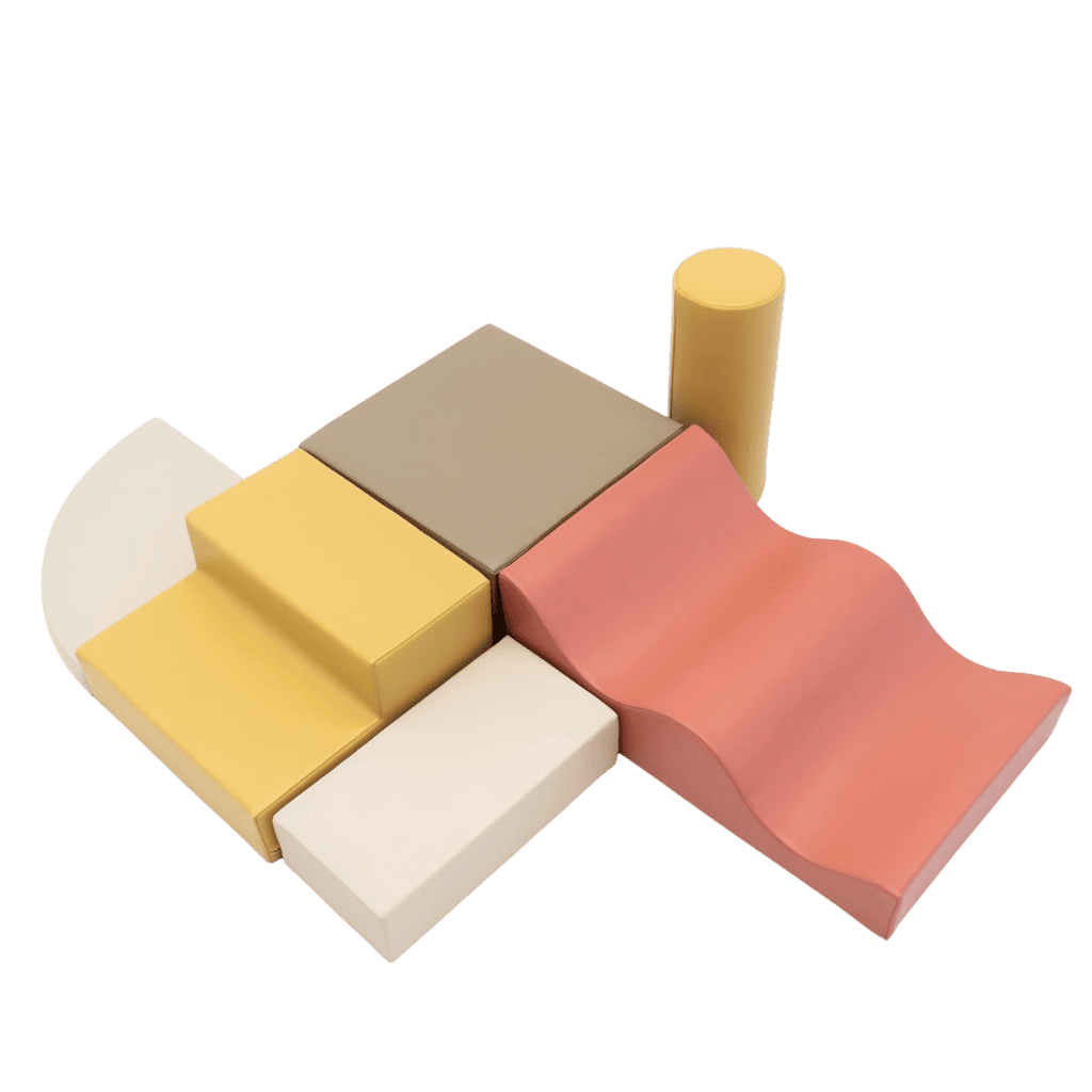 Ensemble de 6 blocs de mousse Soft Play - Pastel Pink en | Motricidade Tinitto – Fabrication européenne