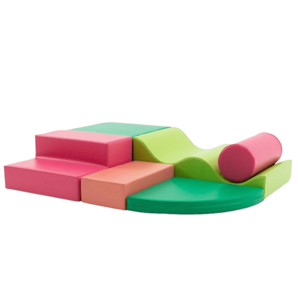 Ensemble de 6 blocs de mousse Soft Play - Pink &amp; Green en | Motricidade Tinitto – Fabrication européenne
