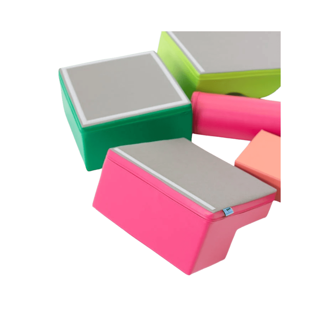 Ensemble de 6 blocs de mousse Soft Play - Pink & Green en | Motricidade Tinitto – Fabrication européenne