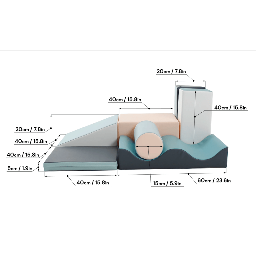 Ensemble de 7 Blocs de Mousse Soft Play - Pastel en | Motricidade Tinitto – Fabrication européenne