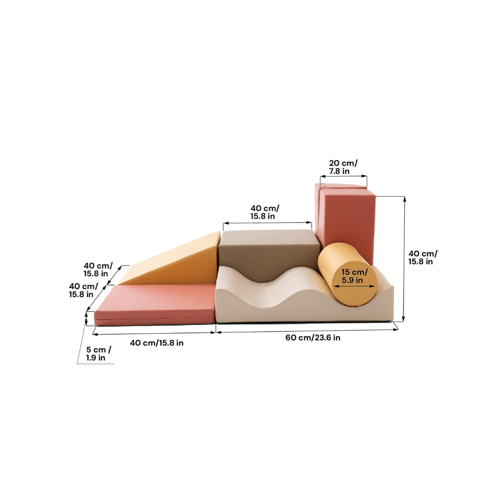 Ensemble de 7 Blocs de Mousse Soft Play - Pastel Pink en | Motricidade Tinitto – Fabrication européenne