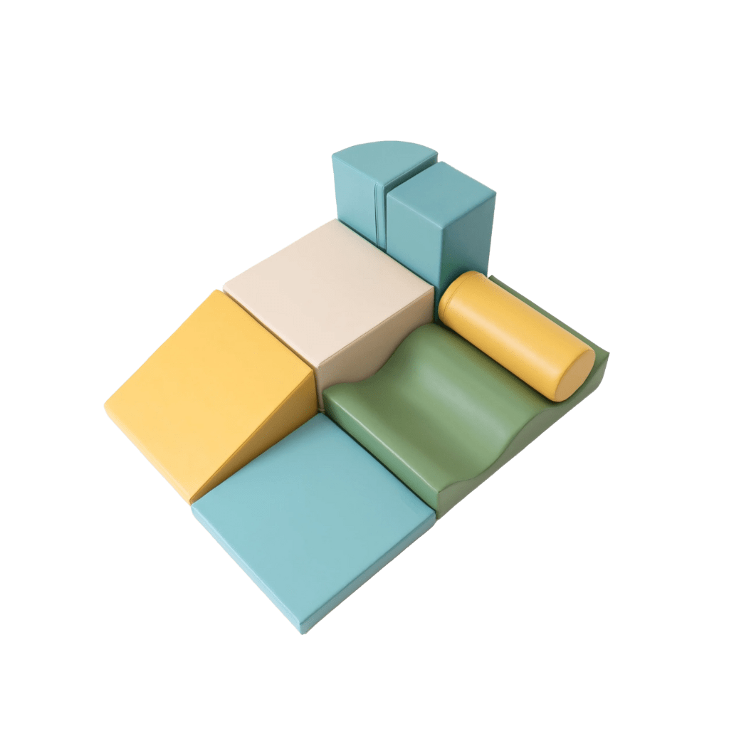 Ensemble de 7 blocs de mousse Soft Play - Pastel Turquoise en | Motricidade Tinitto – Fabrication européenne