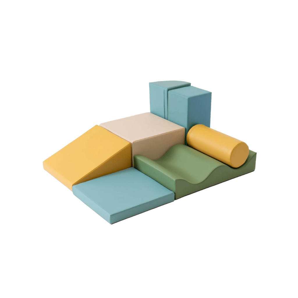 Ensemble de 7 blocs de mousse Soft Play - Pastel Turquoise en | Motricidade Tinitto – Fabrication européenne