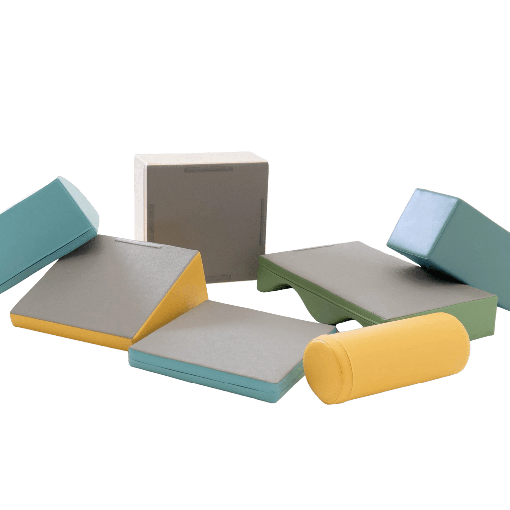 Ensemble de 7 blocs de mousse Soft Play - Pastel Turquoise en | Motricidade Tinitto – Fabrication européenne