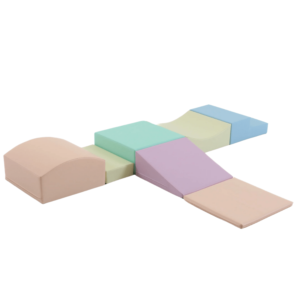 Ensemble de 7 Blocs de Mousse Soft Play - Petit Rampant Pastel Turquoise en | Motricidade Tinitto – Fabrication européenne