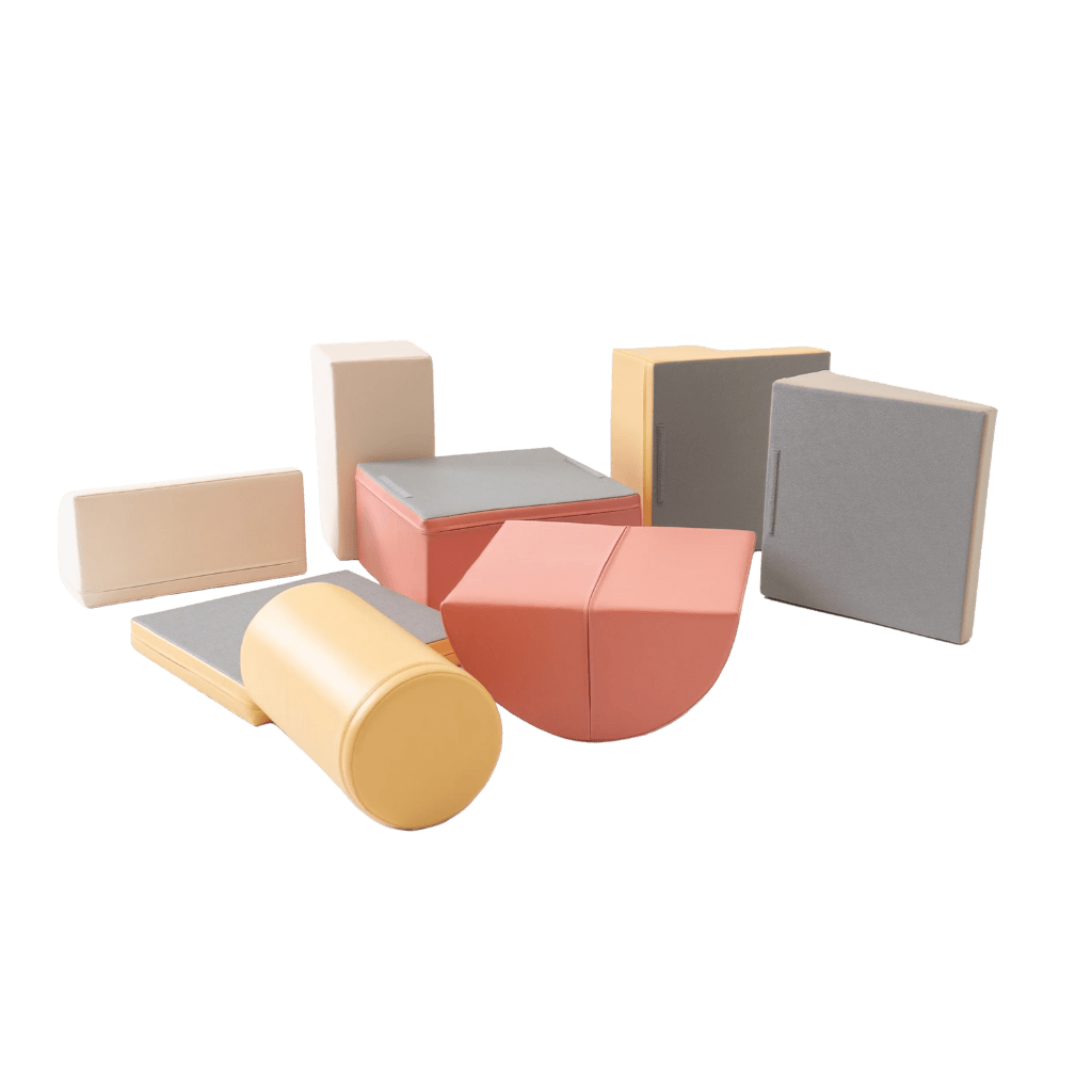 Ensemble de 8 blocs de mousse Soft Play - Pastel Pink en | Motricidade Tinitto – Fabrication européenne