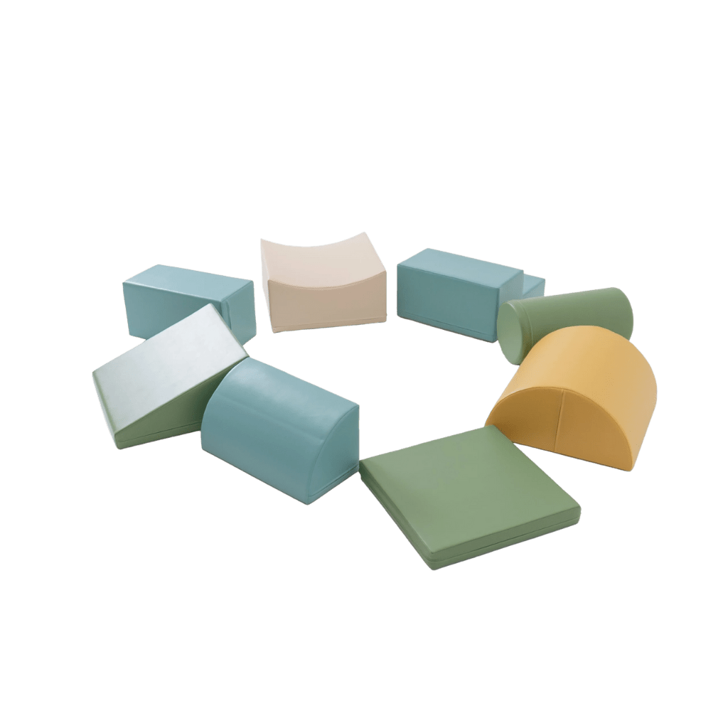 Ensemble de 8 blocs de mousse Soft Play - Pastel Turquoise en | Motricidade Tinitto – Fabrication européenne
