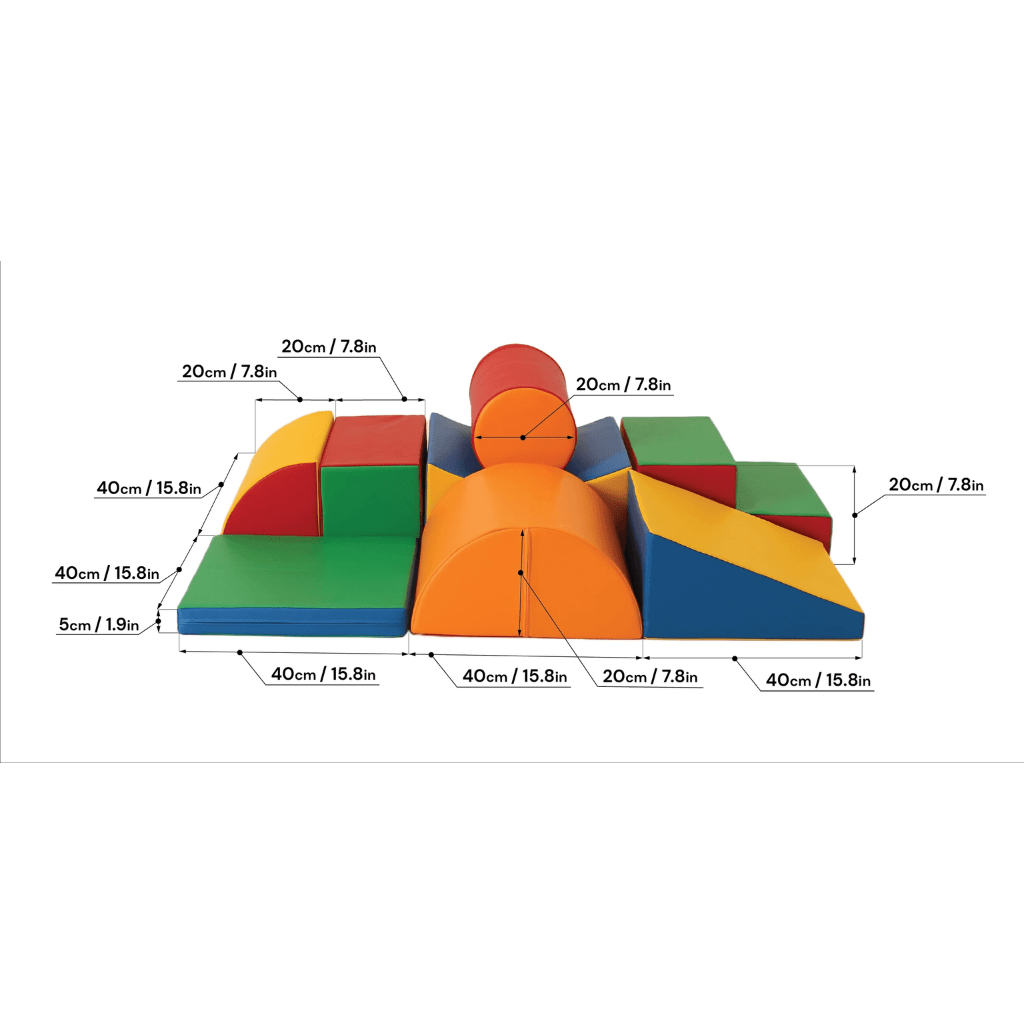Ensemble de 8 blocs de mousse Soft Play - Rainbow en | Motricidade Tinitto – Fabrication européenne