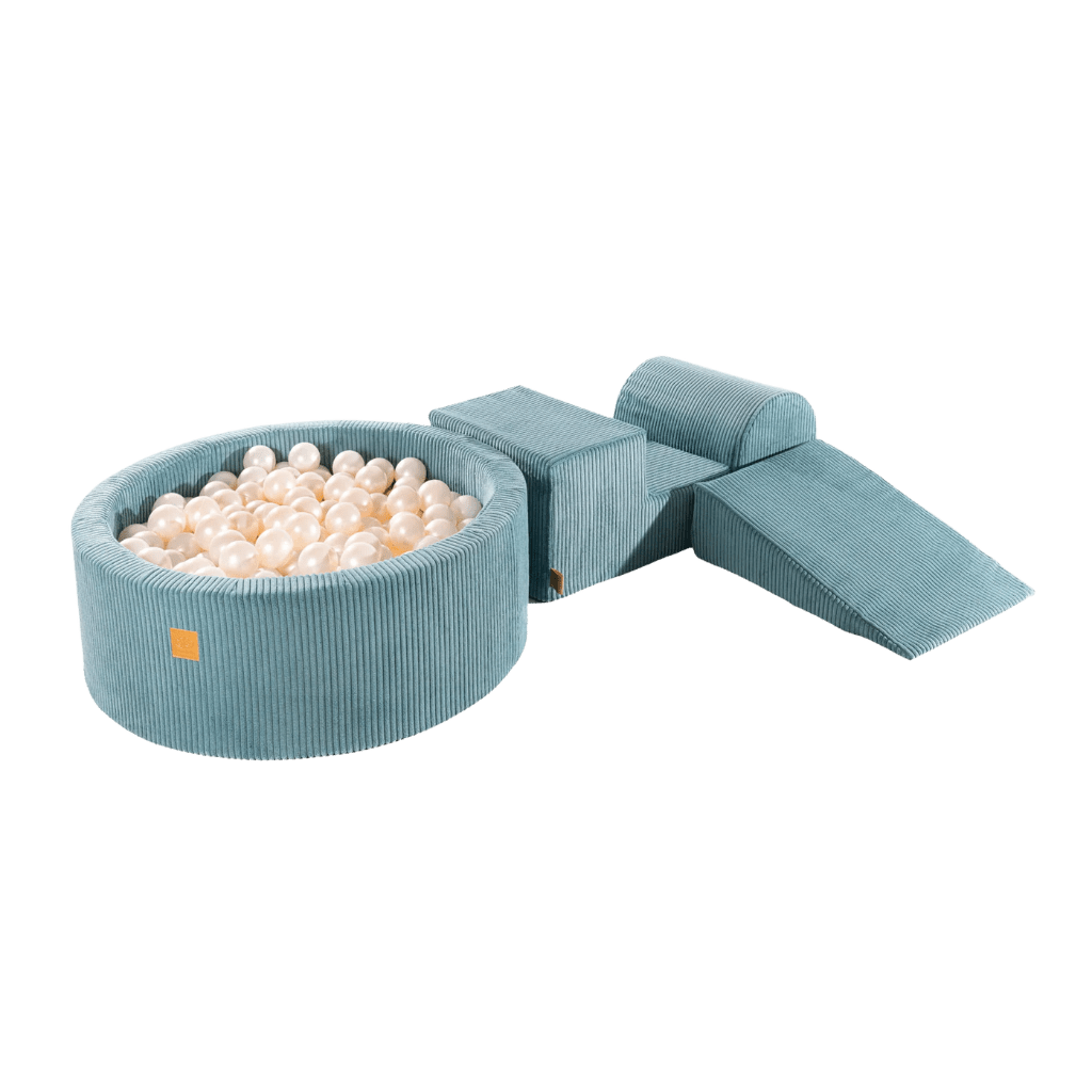 Ensemble de Jeu avec Piscine à Balles - Turquoise & White Pearl en | Motricidade Tinitto – Fabrication européenne