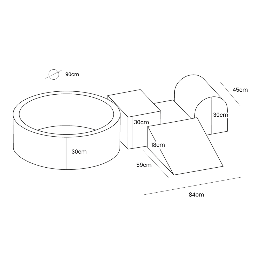 Ensemble de Jeu avec Piscine à Balles - Turquoise & White Pearl en | Motricidade Tinitto – Fabrication européenne