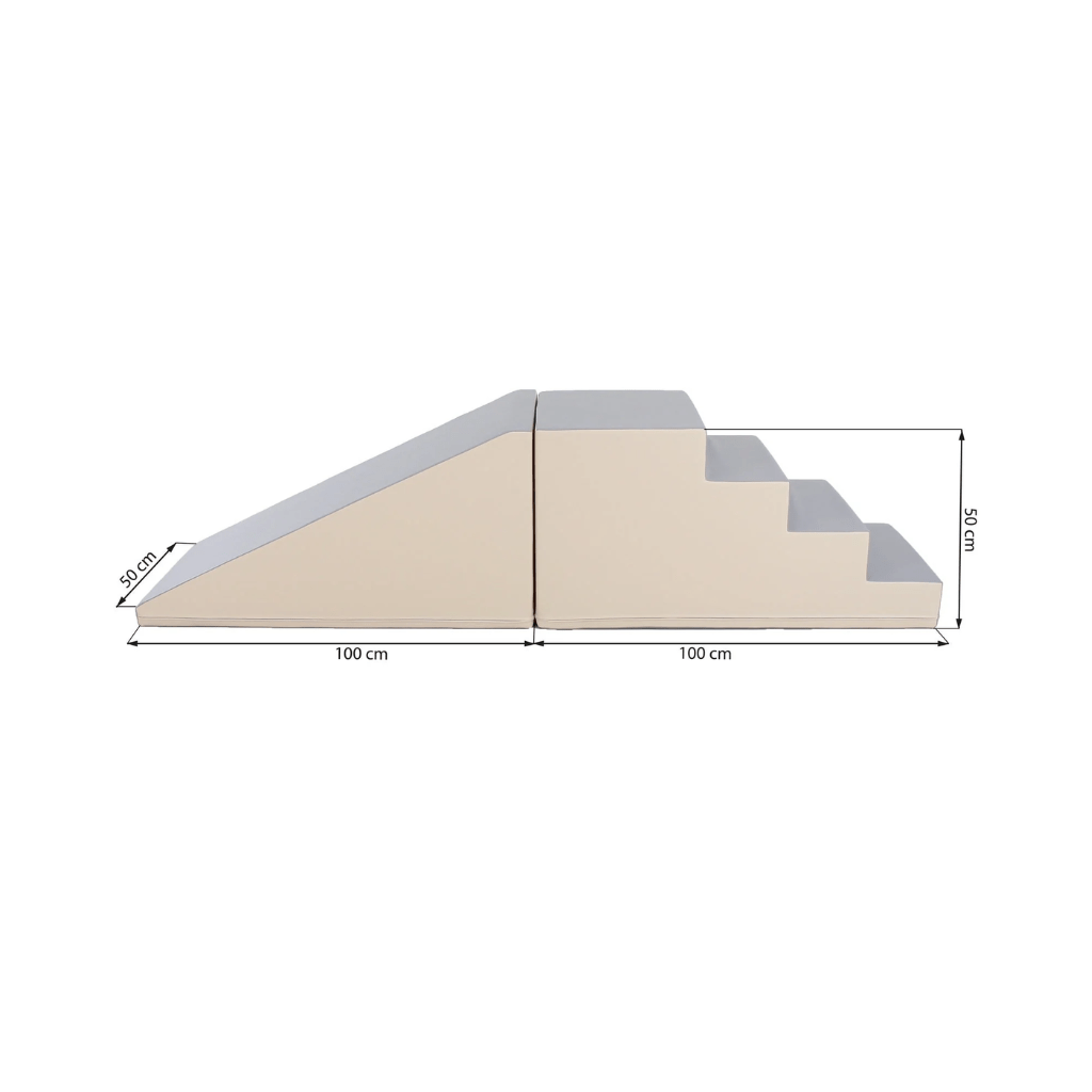 Ensemble de Jeu Souple avec Marche et Toboggan - Beige Grey en | Motricidade Tinitto – Fabrication européenne