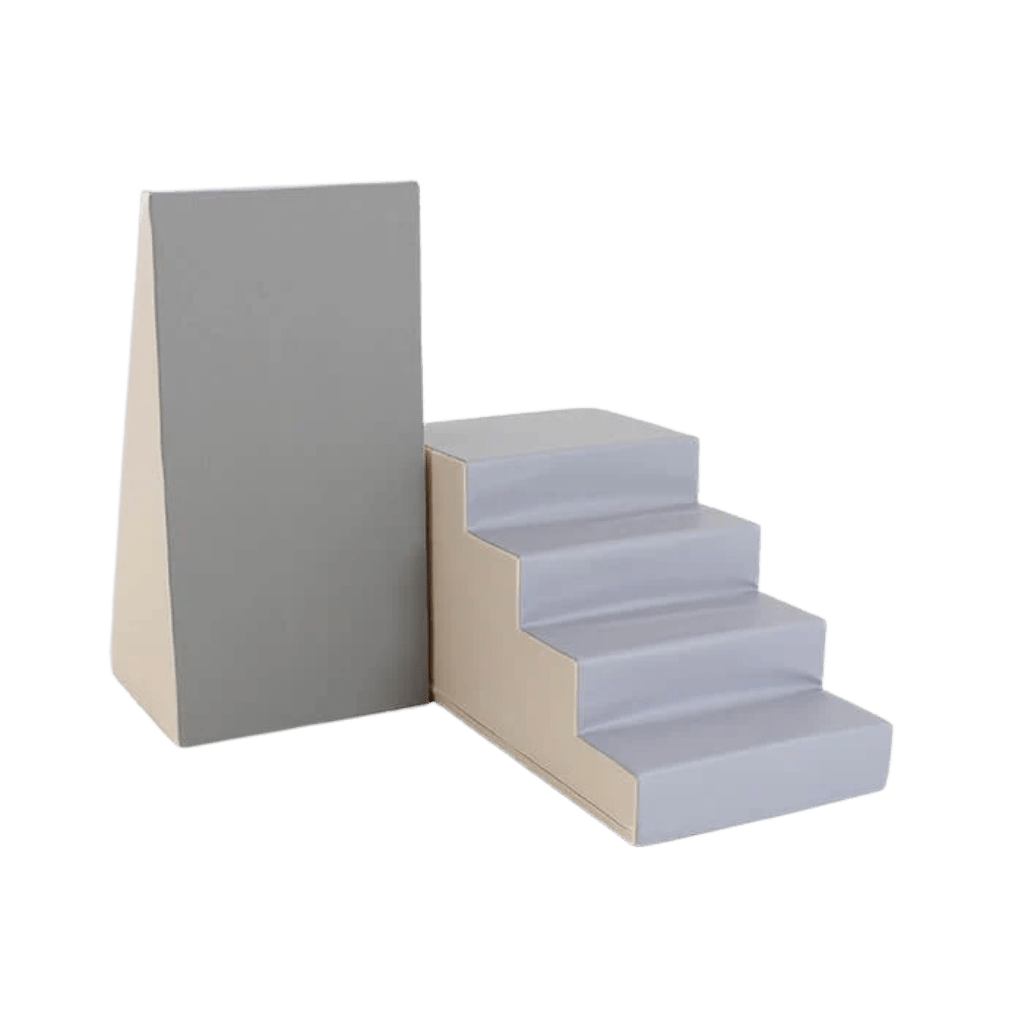 Ensemble de Jeu Souple avec Marche et Toboggan - Beige Grey en | Motricidade Tinitto – Fabrication européenne