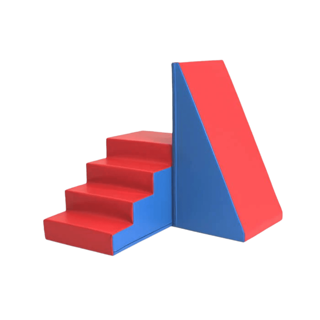 Ensemble de Jeu Souple avec Marche et Toboggan - Blue Red en | Motricidade Tinitto – Fabrication européenne