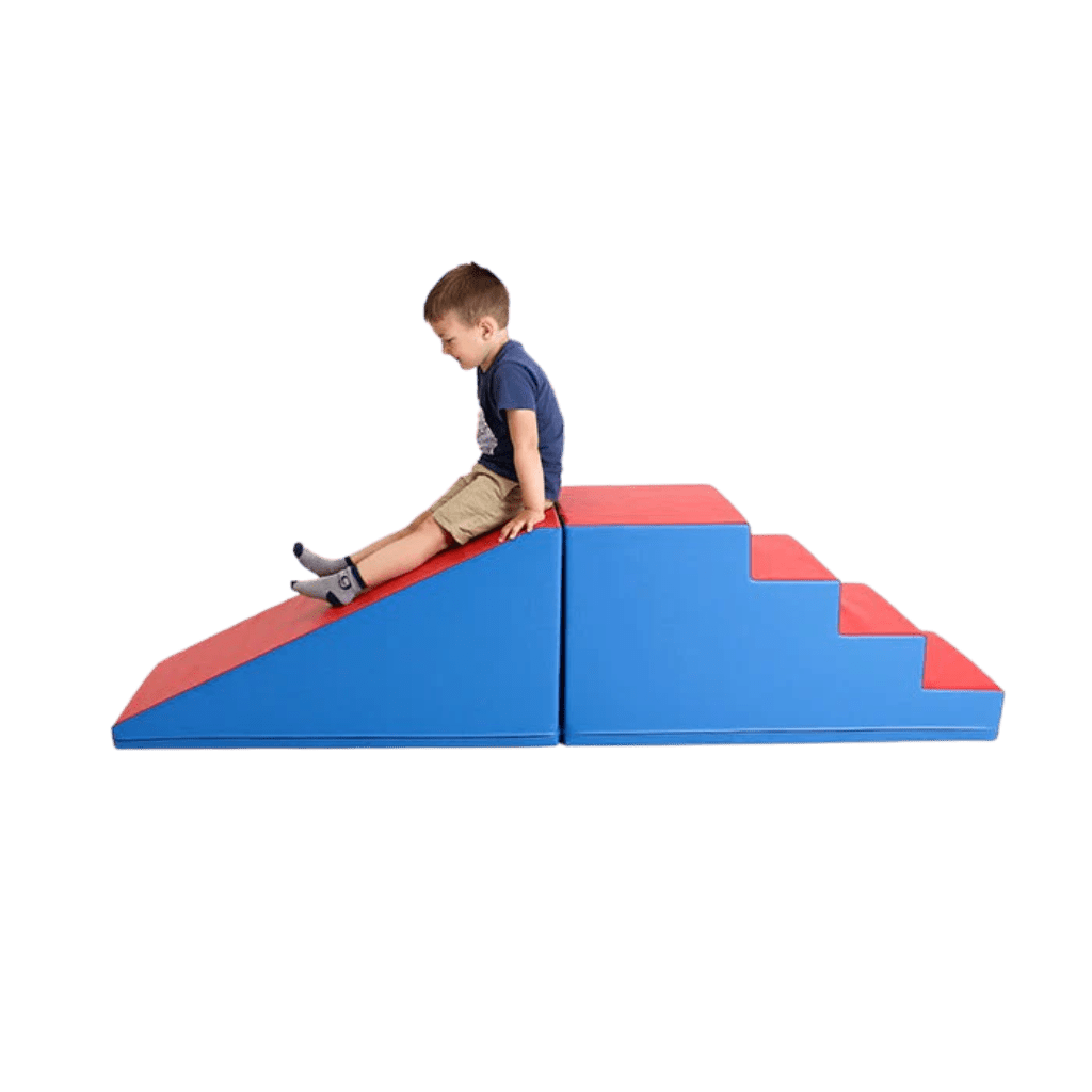 Ensemble de Jeu Souple avec Marche et Toboggan - Blue Red en | Motricidade Tinitto – Fabrication européenne