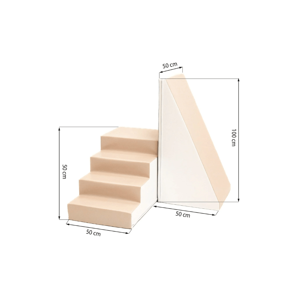 Ensemble de Jeu Souple avec Marche et Toboggan - White Beige en | Motricidade Tinitto – Fabrication européenne