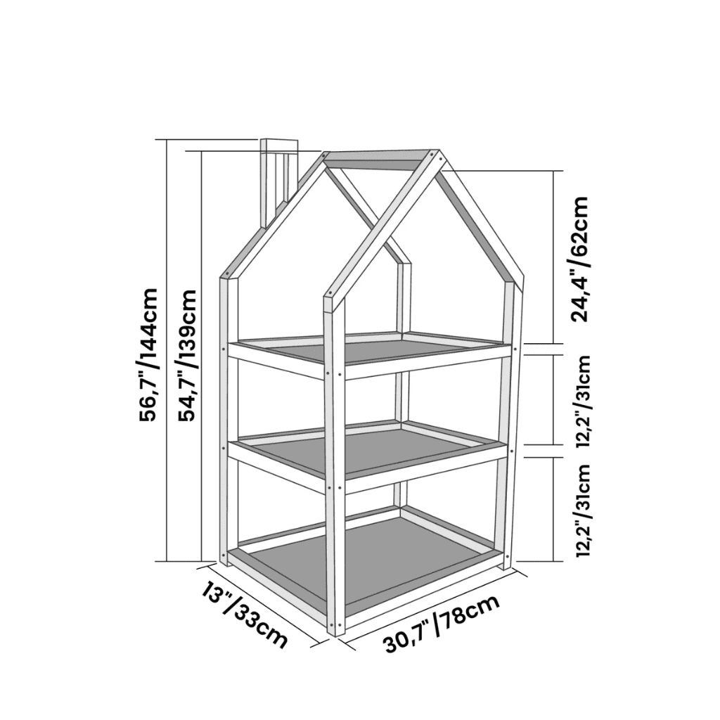 Étagère en Forme de Maison pour Enfants en black | Decoração Tinitto – Fabrication européenne