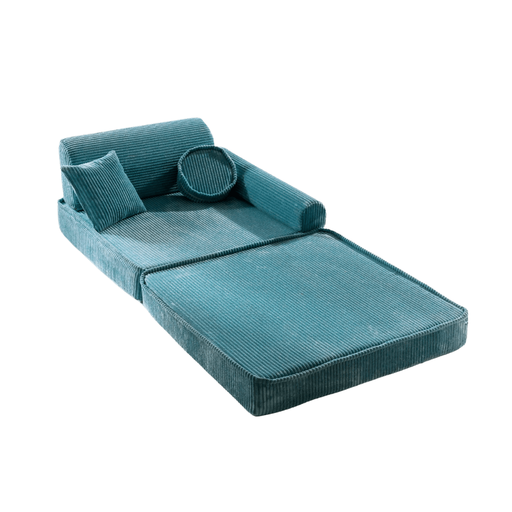 Grand Canapé Modulable pour Enfants Velours Côtelé - Turquoise en | Decoração Tinitto – Fabrication européenne