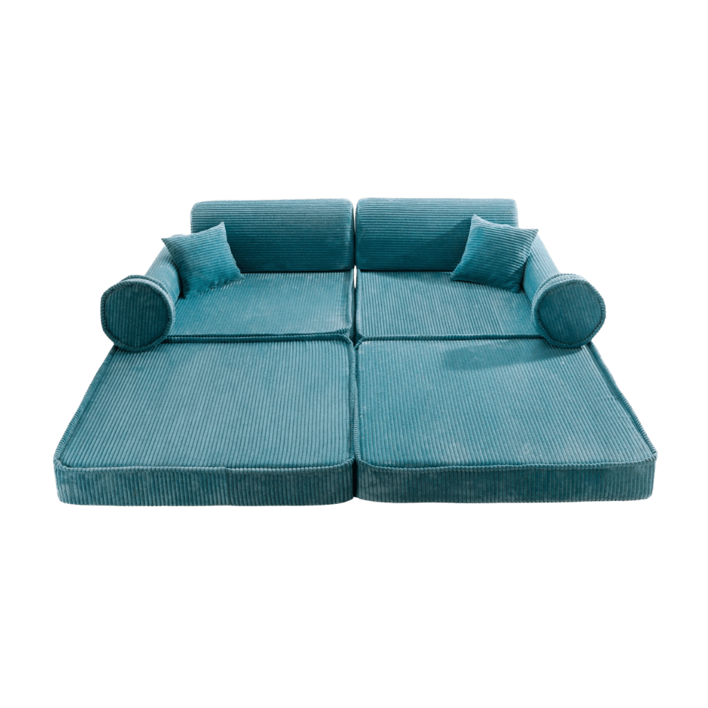 Grande divano modulare per bambini in velluto a coste - Turchese in | Decoração Tinitto – Produzione europea