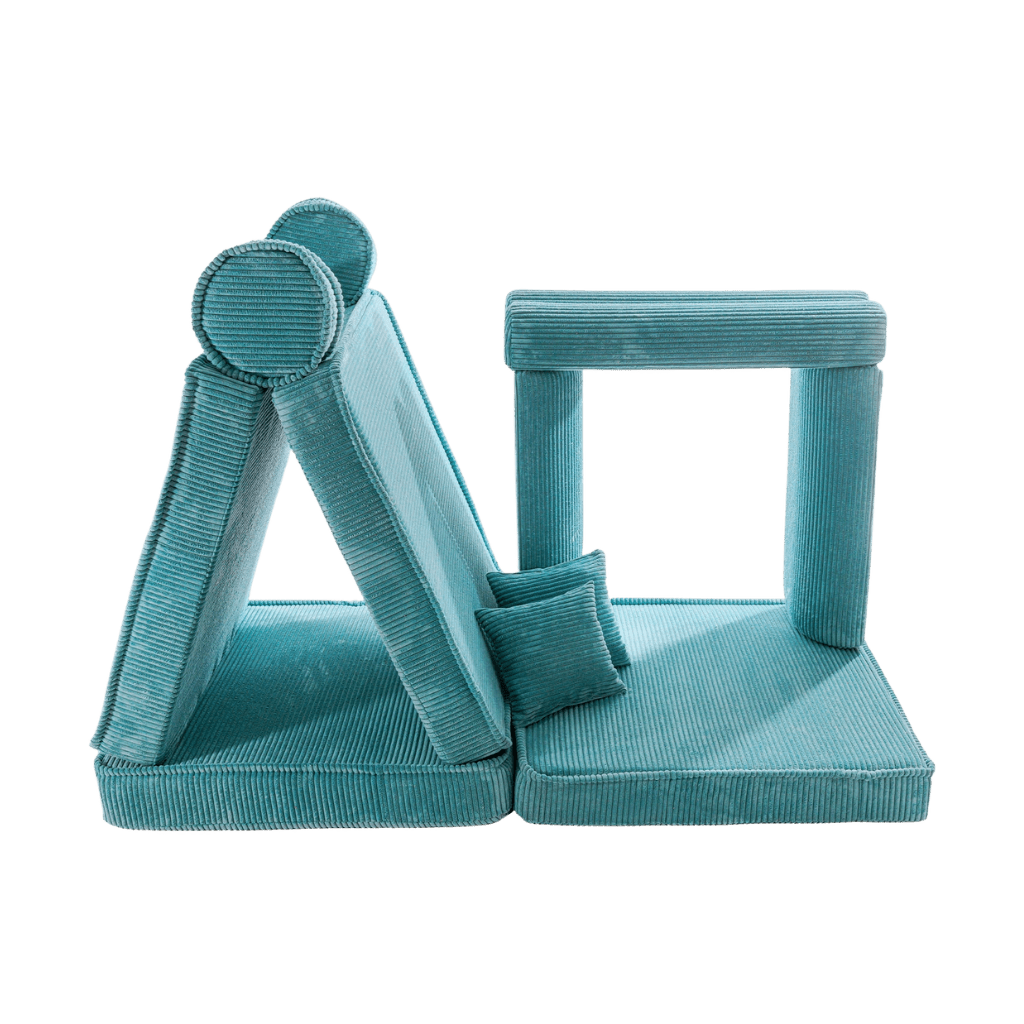 Grande divano modulare per bambini in velluto a coste - Turchese in | Decoração Tinitto – Produzione europea