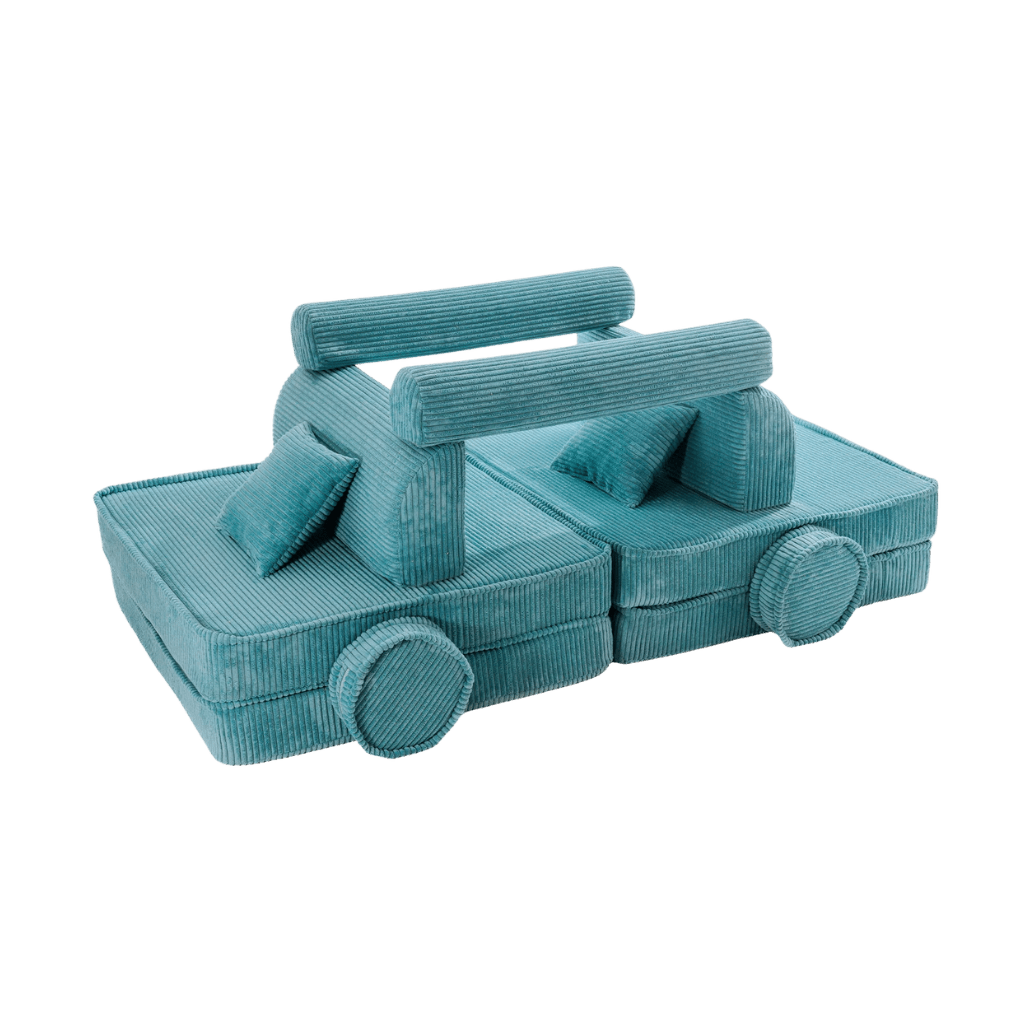 Grande divano modulare per bambini in velluto a coste - Turchese in | Decoração Tinitto – Produzione europea