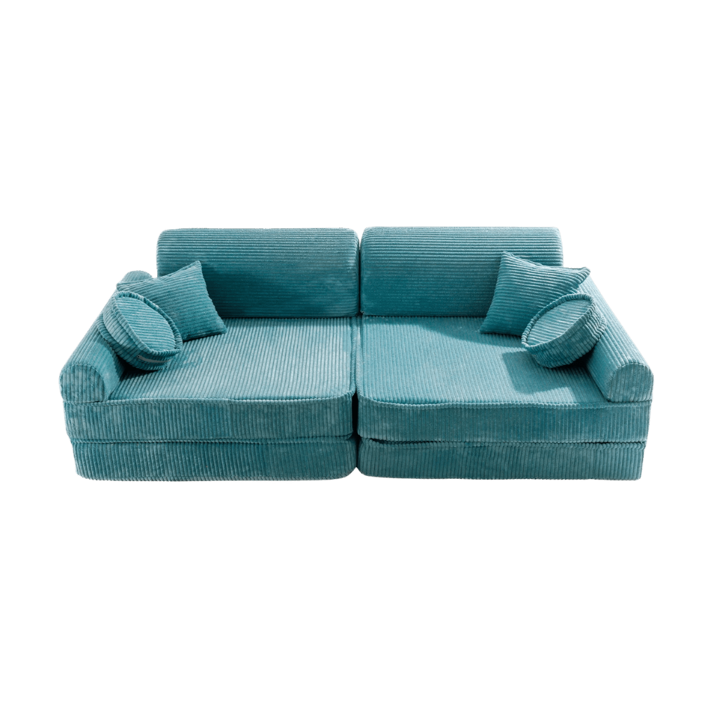 Grande divano modulare per bambini in velluto a coste - Turchese in | Decoração Tinitto – Produzione europea