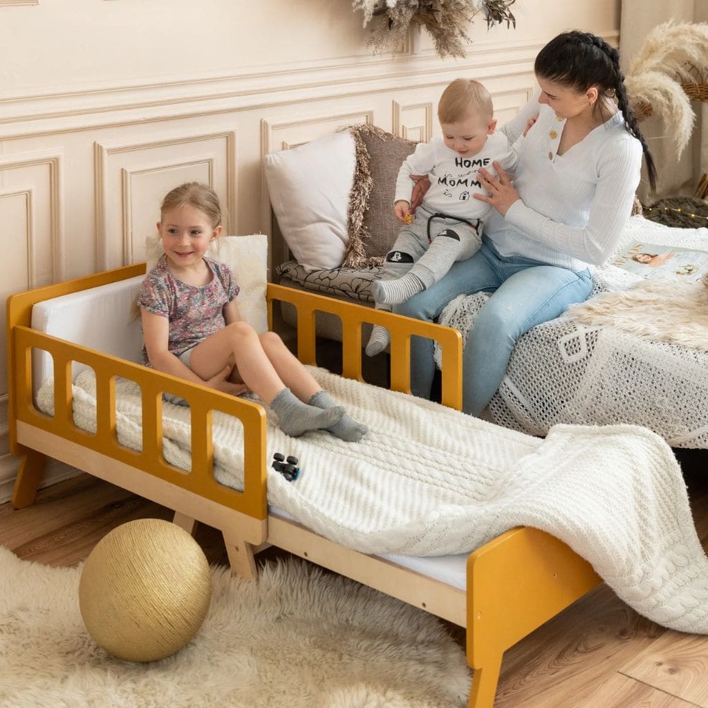 Lit Enfant Transformable avec Rangement - Du Bébé au Junior en OliveDrab | furniture Tinitto – Fabrication européenne