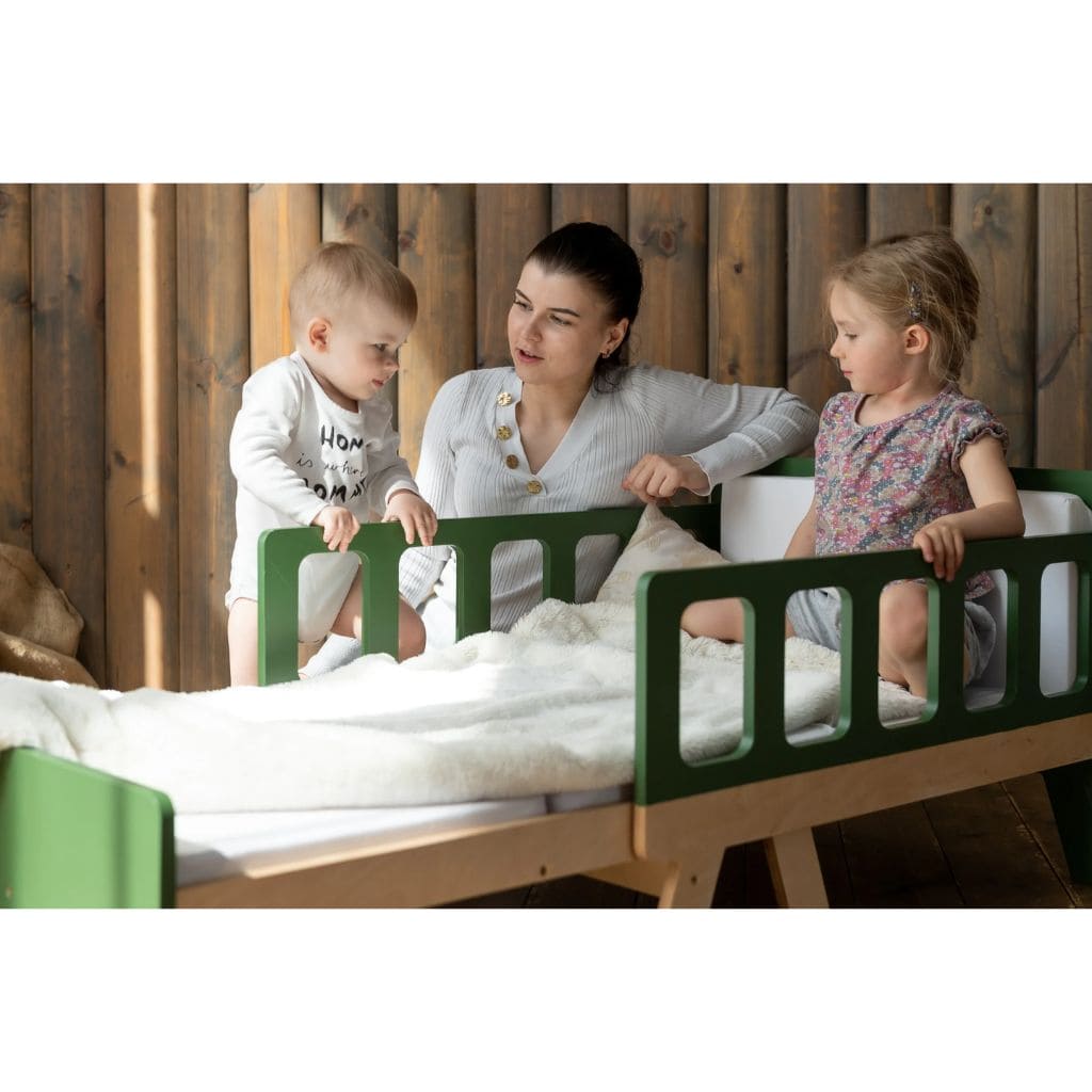 Lit Enfant Transformable avec Rangement - Du Bébé au Junior en OliveDrab | furniture Tinitto – Fabrication européenne