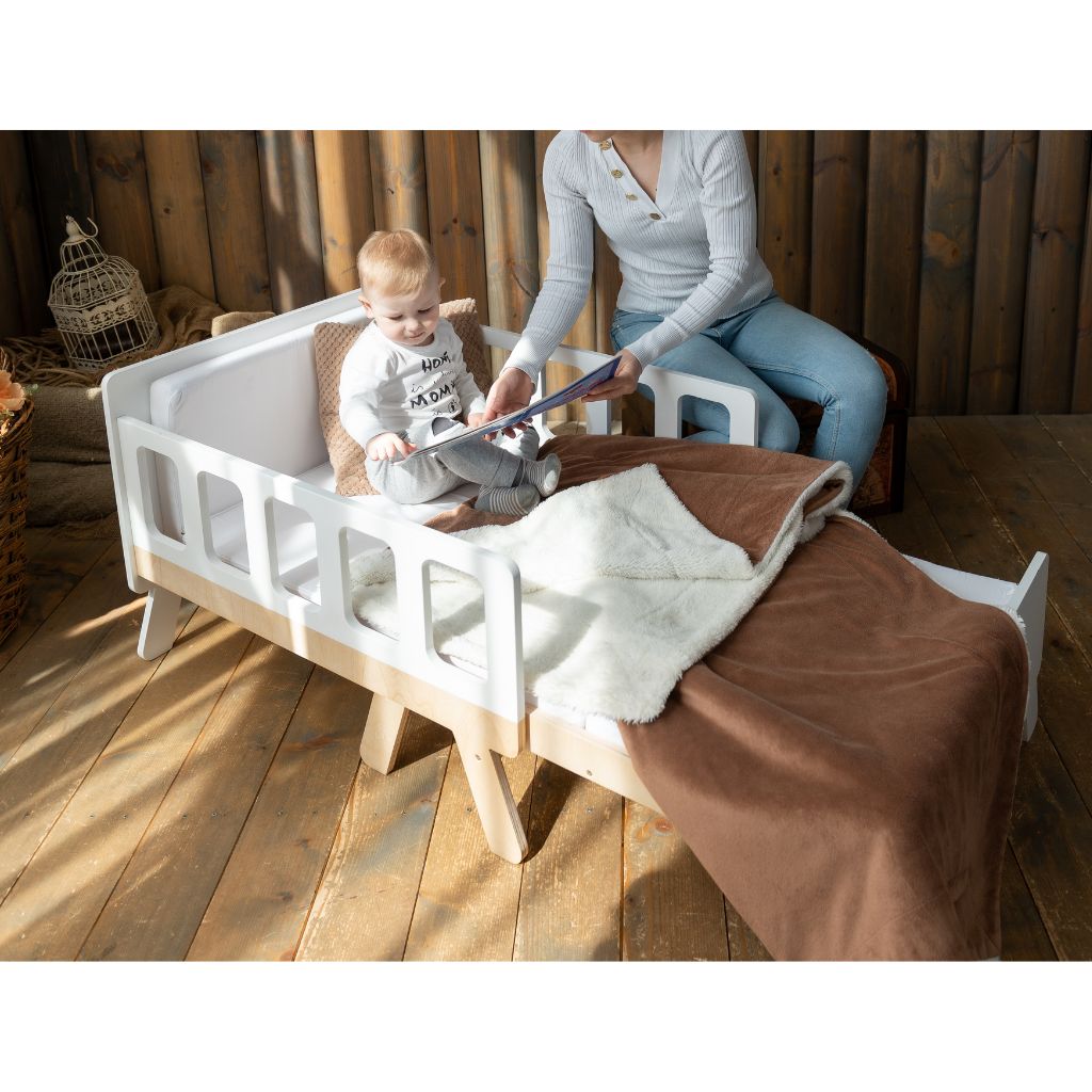 Lit Enfant Transformable avec Rangement - Du Bébé au Junior en White | furniture Tinitto – Fabrication européenne