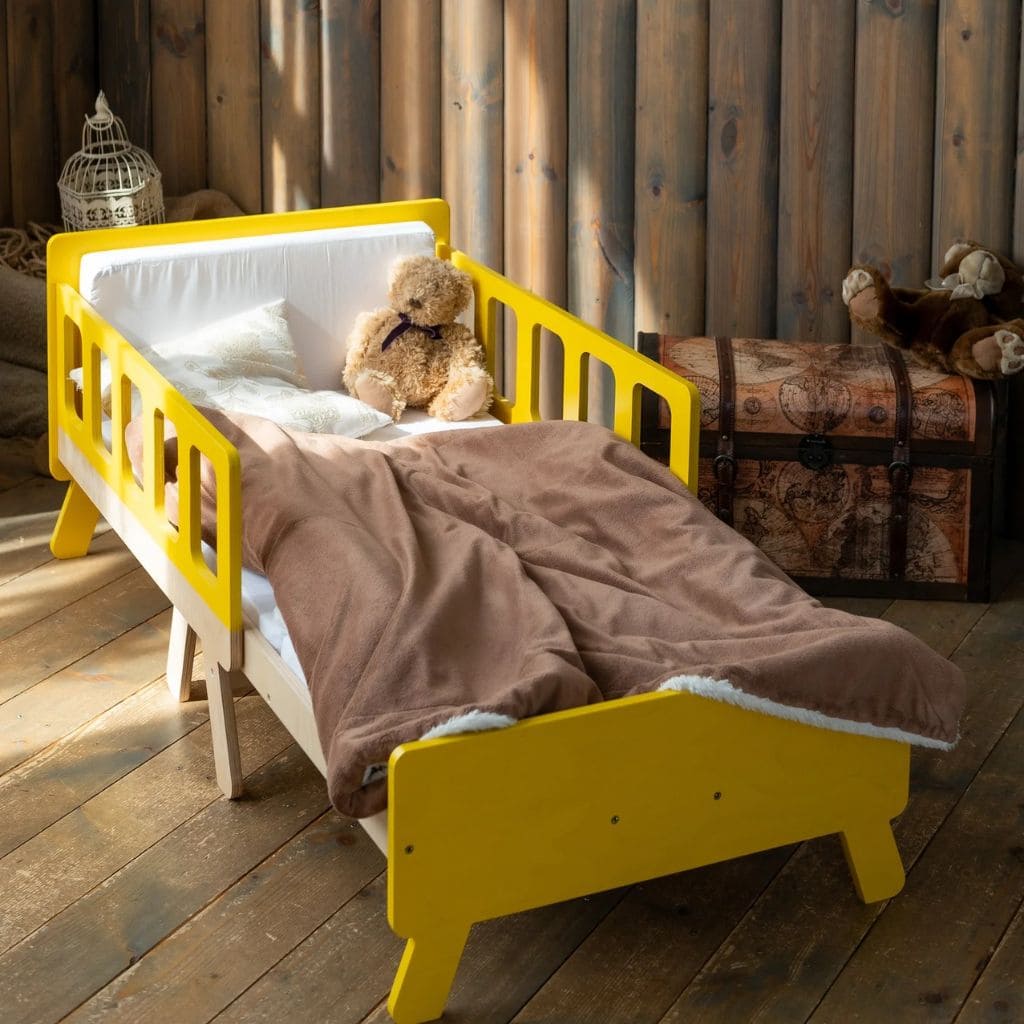Lit Enfant Transformable avec Rangement - Du Bébé au Junior en Yellow | furniture Tinitto – Fabrication européenne