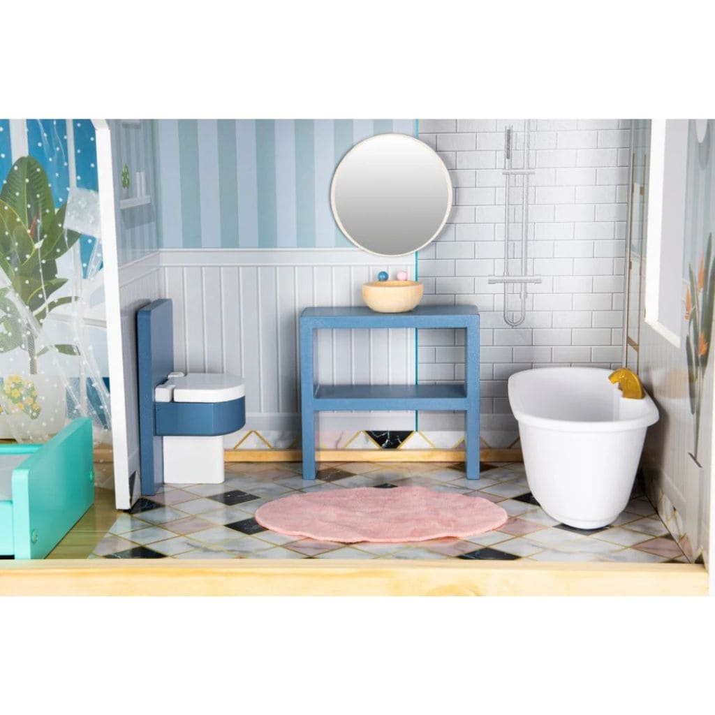 Maison de Poupée Éclairée Cristal en Bois Naturel en | Decoração Tinitto – Fabrication européenne