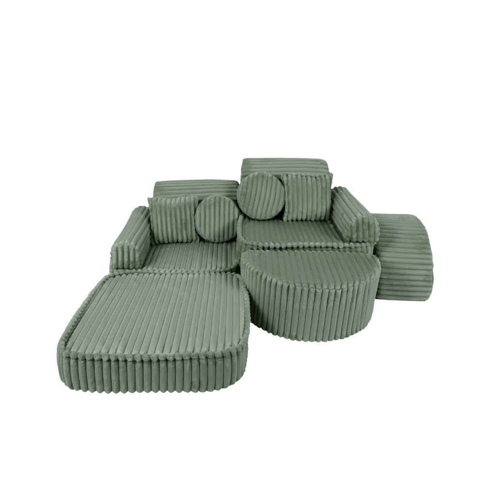 Medium Modular Sofa for Kids - Churros Sage Green en | Decoração Tinitto – Fabrication européenne