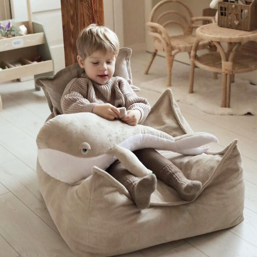 Fauteuil Pouf Bébé MeowBaby® en Velours Aesthetic – Rose