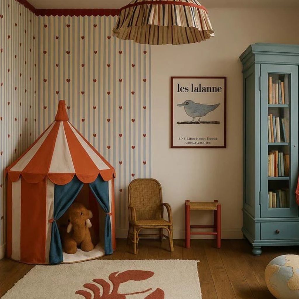 Papier Peint Cœurs et Rayures – Style Français Romantique en | furniture Tinitto – Fabrication européenne