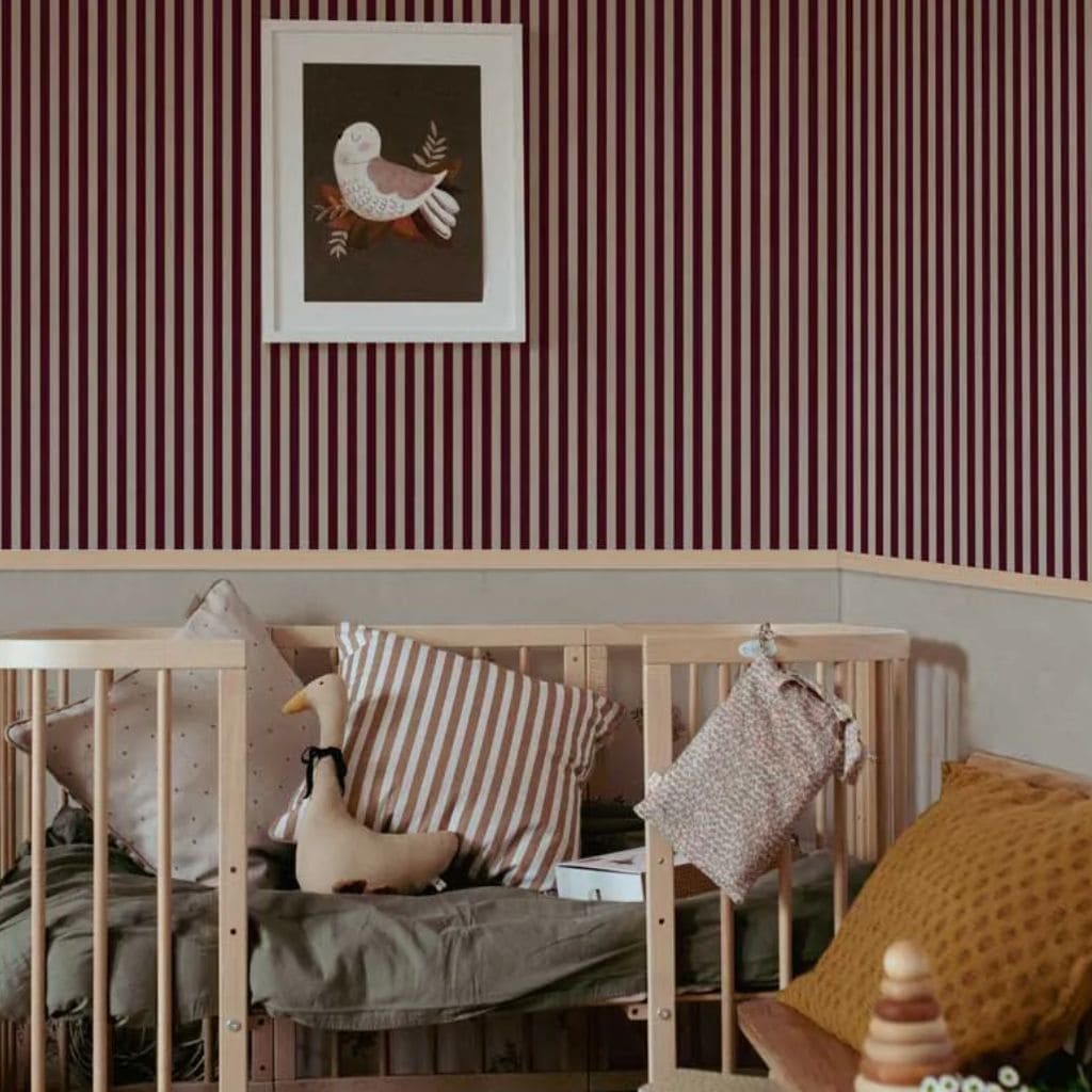 Papier Peint Maya Rayures – Brun & Beige en | furniture Tinitto – Fabrication européenne