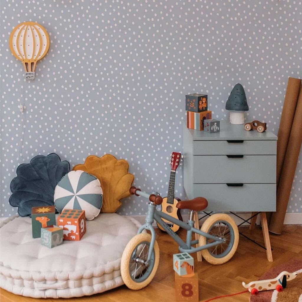 Papier Peint Pois Bleus Doux en | furniture Tinitto – Fabrication européenne