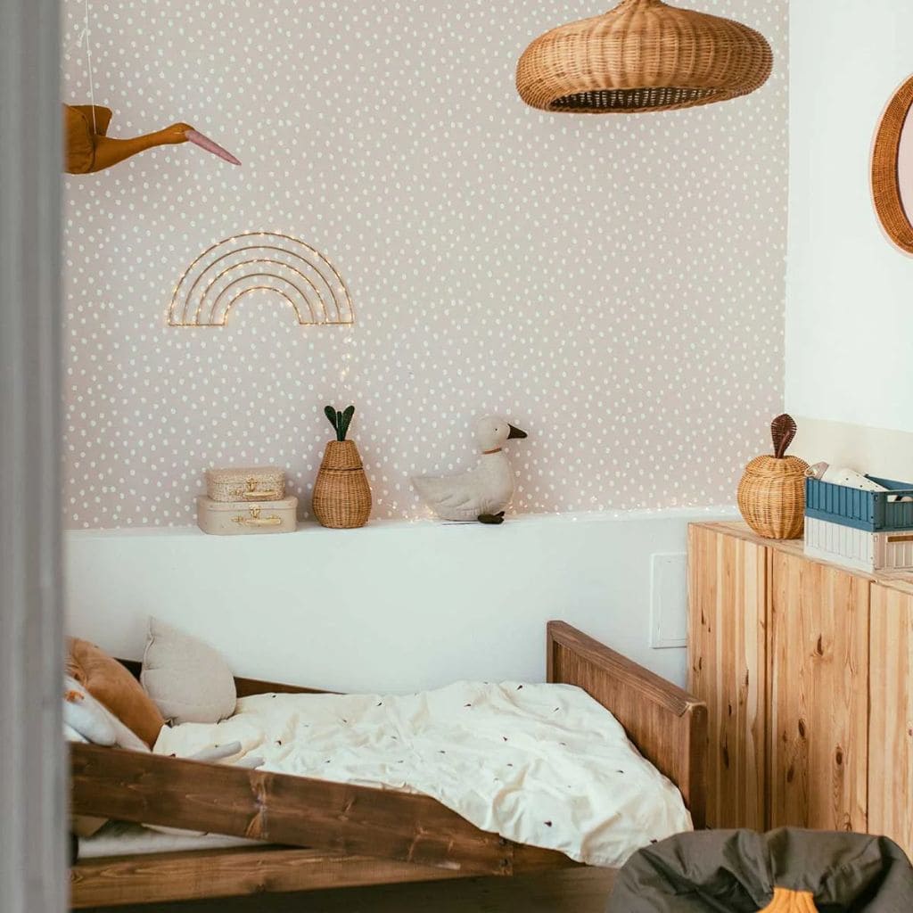 Papier Peint Pois Modernes – Rose et Blanc en | furniture Tinitto – Fabrication européenne