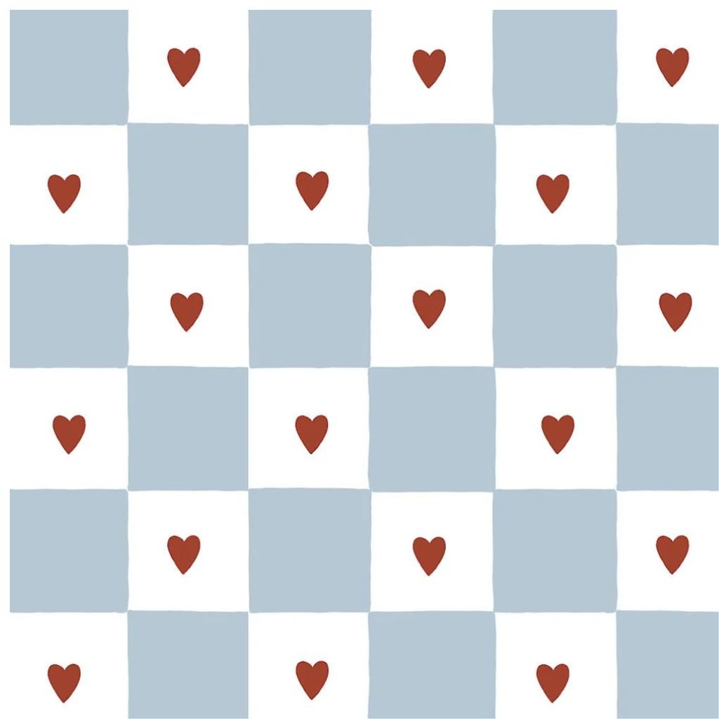 Papel de parede Vichy e corações – Estilo campestre chique e romântico em | mobiliário Tinitto – Fabricação europeia