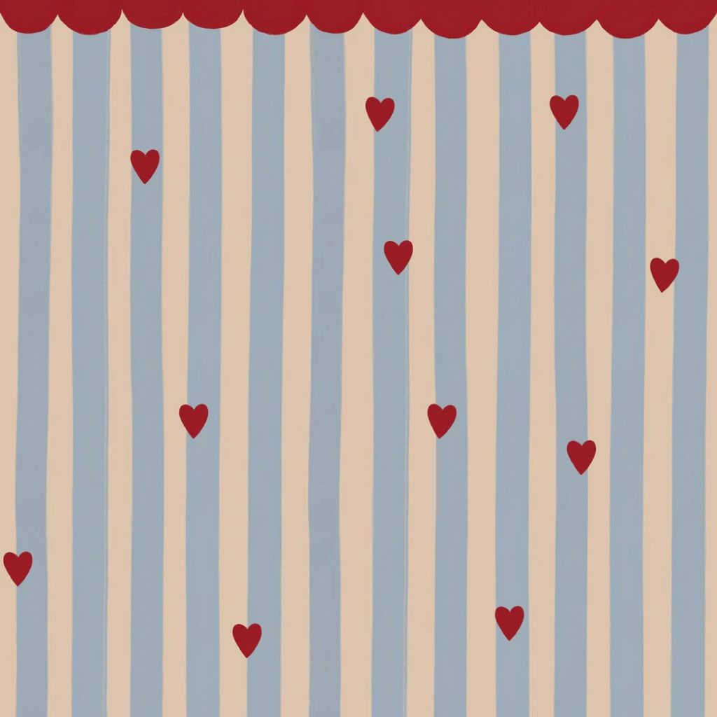 Papier Peint Cœurs et Rayures – Style Français Romantique
