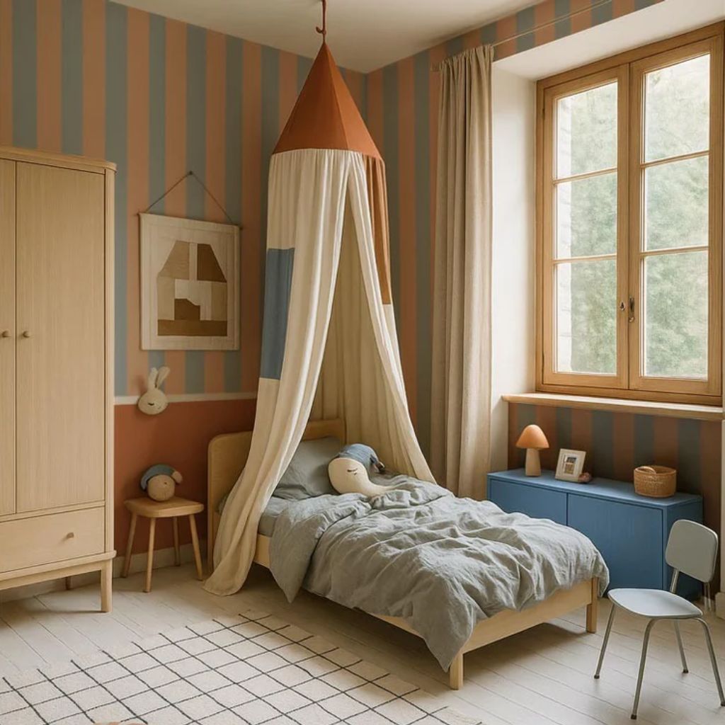 Papier Peint Intissé Rayures Bleu Gris – Style Moderne & Scandinave