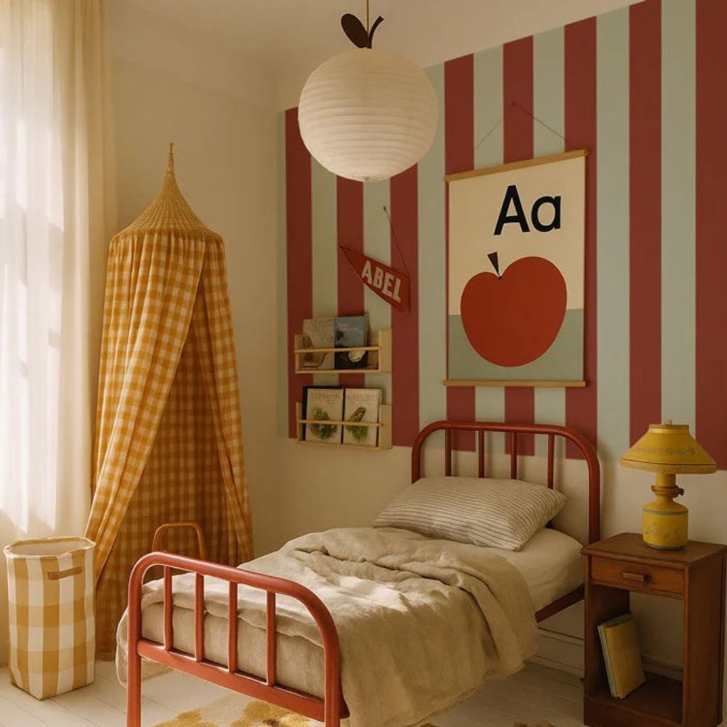 Papier Peint Rayé Bleu et Rouge – Design Classique