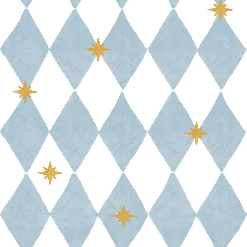Papier Peint Motifs Losanges et Étoiles – Design Français Chic